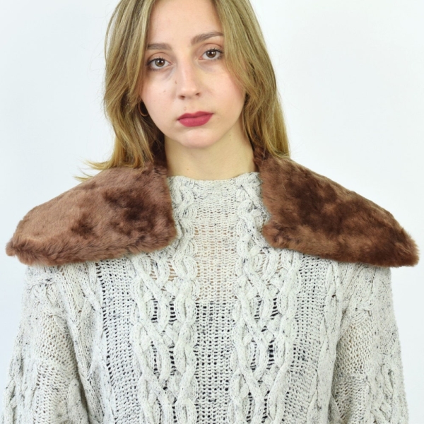 Vintage brown fur collar for coat, real fur collar, cape cover up