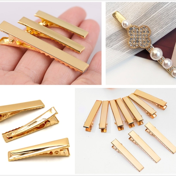 50 pcs/100 pcs gold Metal Hair clips,Alligator Clip,Flat Surface Setting Blank Hairpin,Cab Base,Blank Barrette,Jewelry Making(7000-41-2)