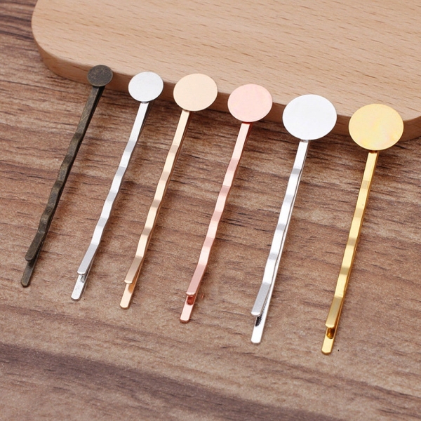 20 pcs 6mm/8mm/10mm/12mm Hair Clips Fashion Hairpin Blank Base for Diy Jewelry Making Pearl Hair Clip Setting craft supplies(7000-128)