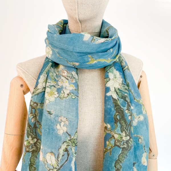 Women scarf, Vincent van Gogh, Almond Blossom, Scarf, Linen scarf, Light weight scarf,  Mother's day gift, Fashionable mom gift, 100% linen