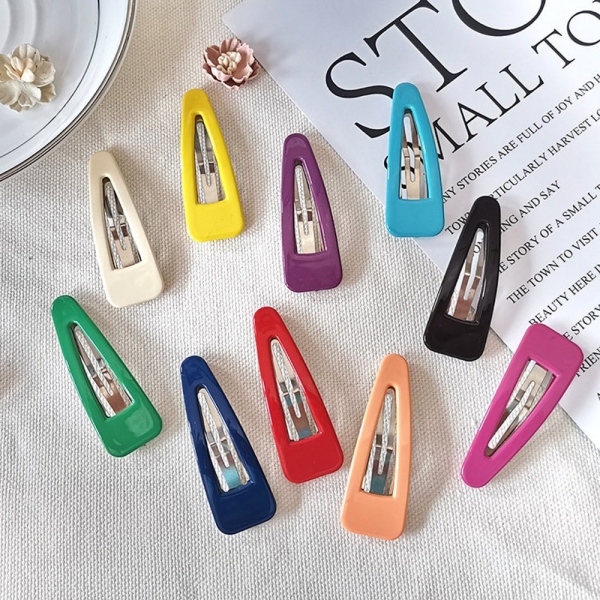 10Pcs/lot 10 colors Candy-colored children's hairpin bb clip headdress clip word clip DIY blank hair accessories