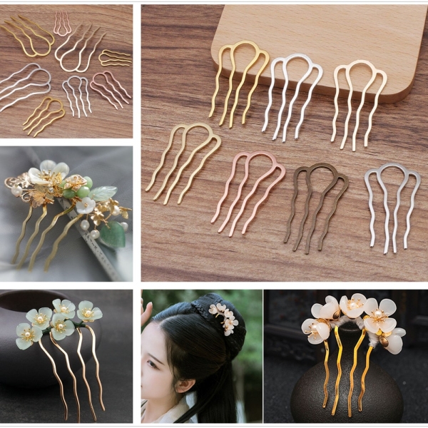 5 Pcs/lot 4-tooth hair comb,Metal Hair Stick,Hair Fork,hair accessories Hair Jewelry,Barrette Hair Combs Blank Base(7000-116)