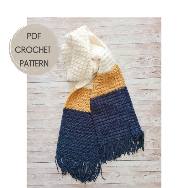 Color Block Crochet Scarf Pattern PDF, Crochet Super Scarf Pattern, Men's Crochet Scarf, Women's Crochet Scarf, Unisex Crochet Scarf