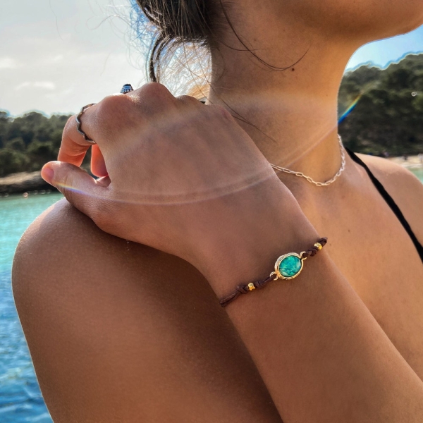 Blue or White Hawaiian Opal Adjustable Bracelet Handmade Beach Surfer Jewelry Handmade Boho Gift for Her