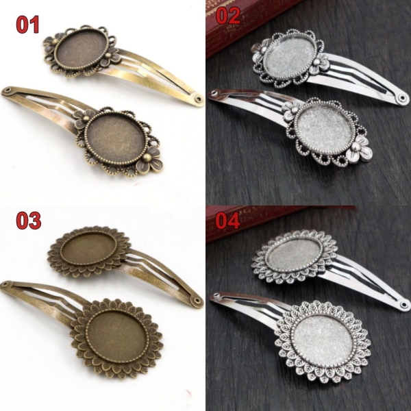 5pcs 20mm Hair Clips Base Blank For Setting Cabochon Jewelry Making