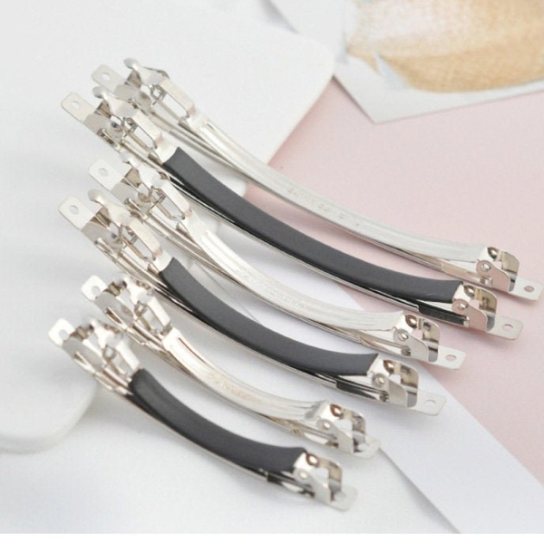 width 0.6mm Silver Metal Hair clips with rubber, rubber hair clips,Blank Barrette,For DIY Hair Clips Jewelry Making Base,wholesale(7026-20)