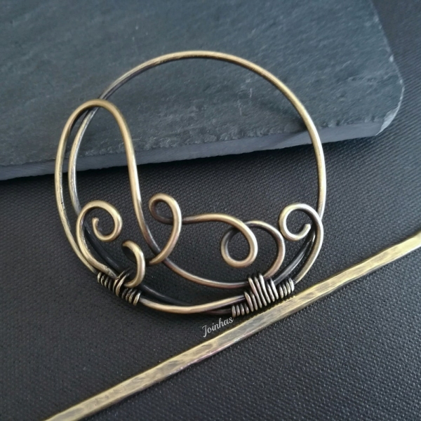 Hair slide, copper or brass bun holder, hair barrette, hair accessory, perfect gift for long hair, hair jewelry, hair comb, metal hair clip