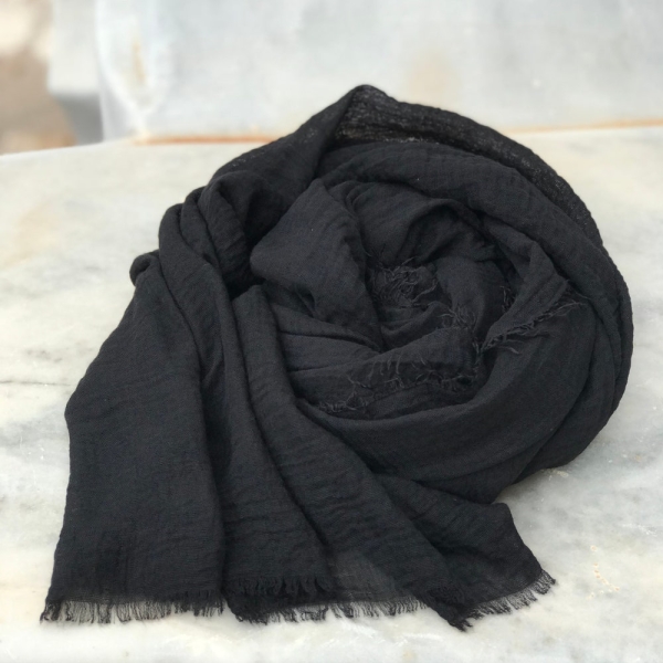 Black Organic Cotton Sheer Voile Infinity Scarf , Light Scarf , Wrap , Shawl , Summer Scarf, long scarf, men/ women scarf