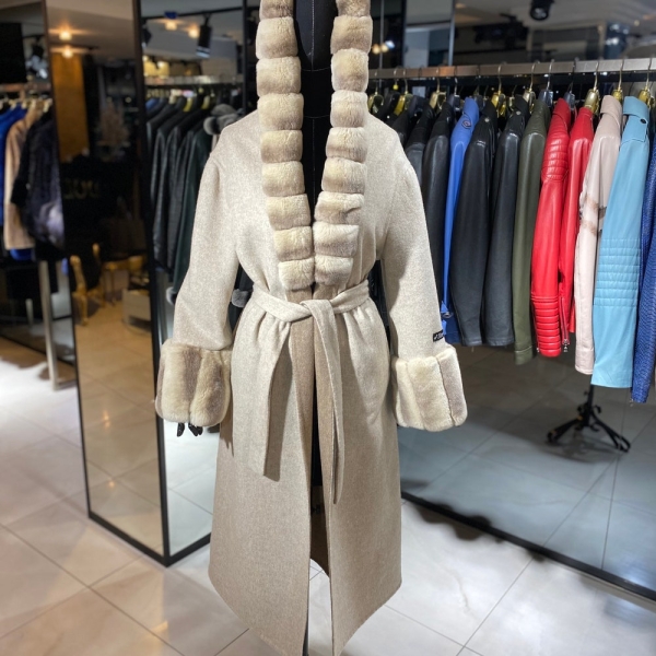 Cashmere, Wool, Alpaca mixed Fabric Woman Fur Coat with Real Fur Coat Woman’s Long Winter Coats – Luxury Coats Luxury Gift for Women