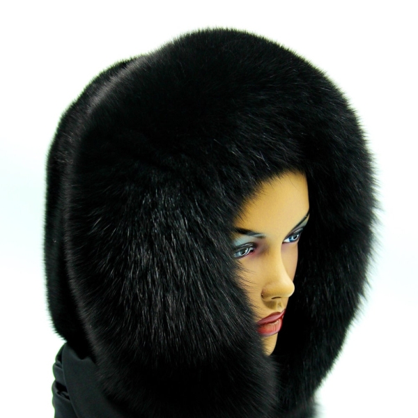 Mink fur hood scarf winter women scarf real cowl mink hats black