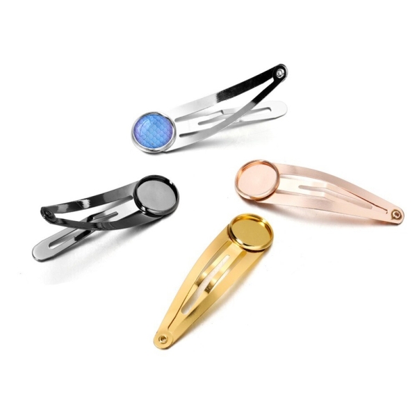 10 pcs - Hair Pin Blanks , 12mm 14mm 16mm 18mm 20mm Kid Hair Clip Pin Base Accessory , DIY Glass Dome Children Hairpin Trays Cups - ACC35