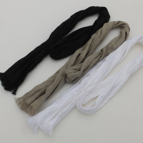 skinny pure linen scarf for men and women/ thin head hair neck wrap accessory