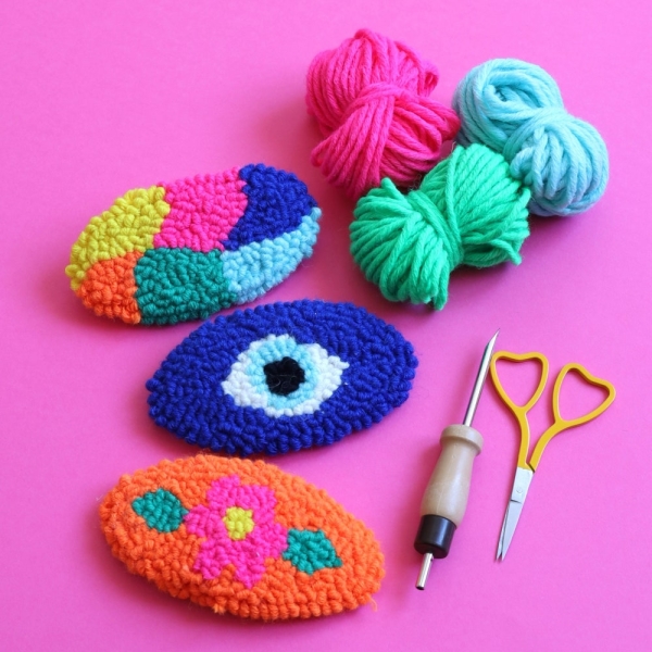 Embroidered hair clip, Embroidery Pattern, hair clip, Punch Needle Pattern, PDF Pattern, Punch pattern, Needle punch, diy, hair ornaments.