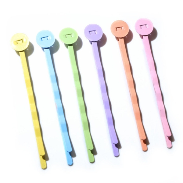 50pcs Random Mix 8mm Flat Hairpin Hair Clips Hairpin Blank Base Setting Cabochon Cameo DIY Jewelry Making Accessories