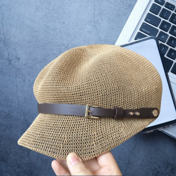 Handmade Hat for Woman, Woman Sun Hat, Woman Octagonal Cap, Lady Summer Straw Cap, Lady Newsboy Cap, Woman Painter Hat, Knitted Beret Cap