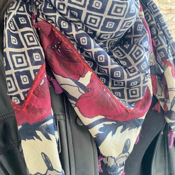 Women's scarf, Cotton scarf Flowers