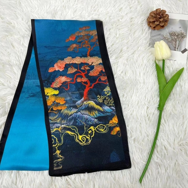 100% Mulberry Retro Silk Scarf Long, Women's Scarf, Fashion Scarf, Bandana, Bag Accessory,Gift-Packaged with Free Shipping