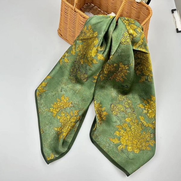 68cm 100% Mulberry Silk Scarf Square, Women's Scarf, Fashion Scarf, Bandana, Bag Accessory,Blossoms Vintage，Gift-Packaged with Free Shipping