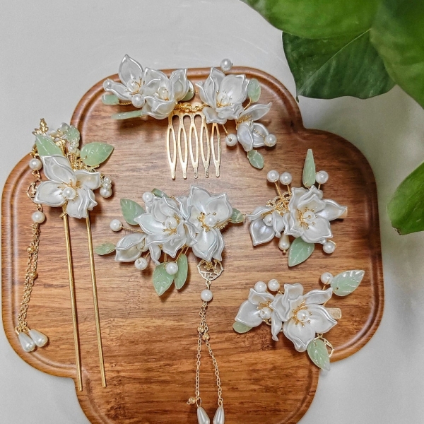 Camellia Flower Hairpin, Gift, Blue Glazed Wood Hair Stick, Vintage Flower Hairpin, Hanfu Tassel Hair Forks, Wedding Hair Accessories