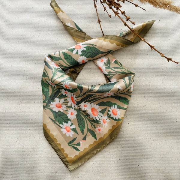 Daisy Motive Scarf - Women's scarf - Holiday Gift Fashion Scarf Headband Bag Accessory Beauty Schawl Turban Scarf Gift for Her Bandana