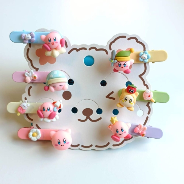 Kirby Cute Hair Clips, Rotating Carton Barrettlipes, Hair Clip, Rotating Clip, Cute Hair Clip, Gifts for Girls, 7pcs for Whole Set Price