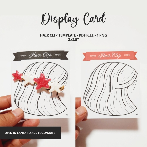 Hair Clip display card template printable PDF file Digital Download