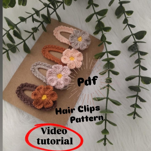 Small Daisy Hair Clips PATTERN, Easy Flower Hair Pin, Crochet Begginer Buckle PDF, Video Tutorial, Handmade Hair Clips