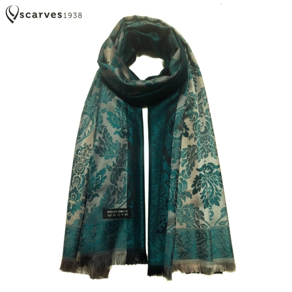 Green and gray cashmere Scarf Boho Hair Wrap Accessory Festival Hippie  Scarves1938 Soft Silky black  unisex men women Gift reversible scarf