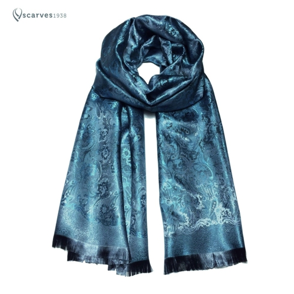 Electric blue silk flower scarf Gift for her shawl elegant scarf scarves1938 Silk scarf boho scarf bohemian scarf gypsy Festival scarves
