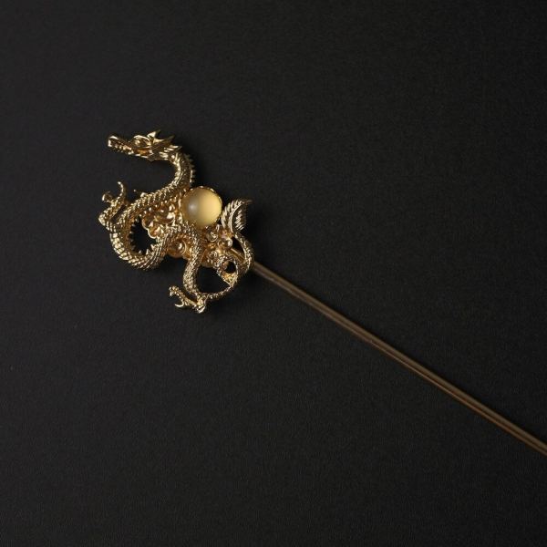 Handmade Dargon copper gold hair stick flower hair pins green copper hair accessories gift for her women mother hair pin jewelry