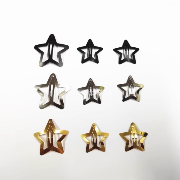 10pcs/lot  3.2/4.2cm silver/golden/black New star hair clip sweet cool bb clip bangs clip women diy handmade hair accessories materials