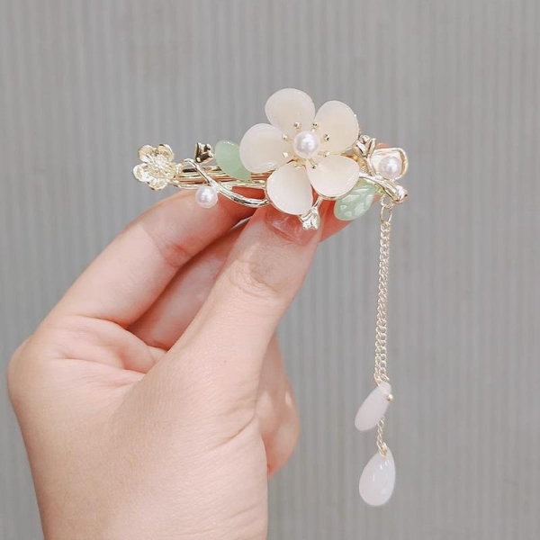 Ancient style tassel flower hairpin female side bangs clip duckbill clip hairpin hair clip small clip cheongsam Hanfu headdress