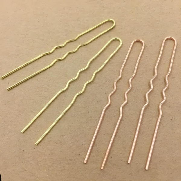100pcs Brass Cameo Setting Hair Pins, Wedding Hair Pins, Prom Hair Pins, U Shape Hair Pins -- 4 Colors（08876）
