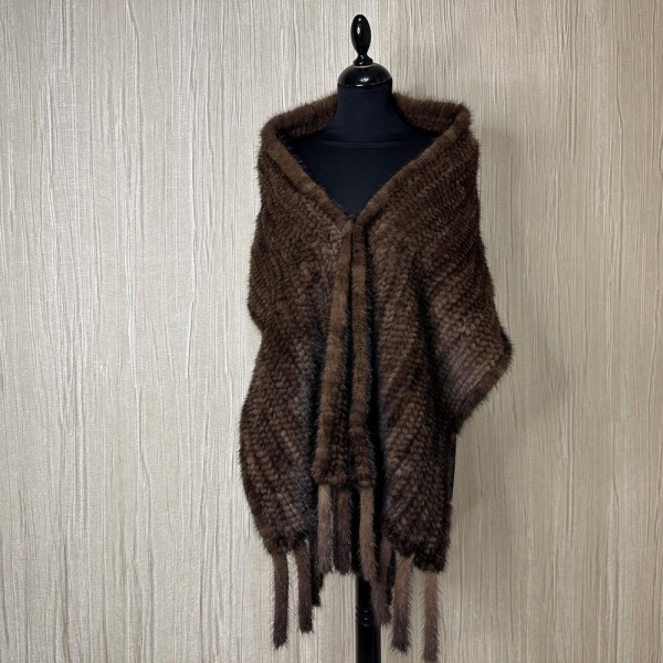 Mink Scarf, Handmade real fur, Knitted Scarf, Dark Walnut, Winter Accessories, Luxury Fashion, Unisex, Oversized Scarf, Warm Scarf