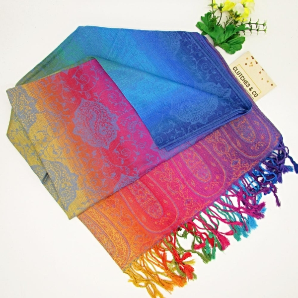 Women's Scarf, Rainbow Colours Scarf, Large Scarf, Women's Accessories, Pashmina Scarf, Ethnic Style Ladies Scarf, Gifts for Her