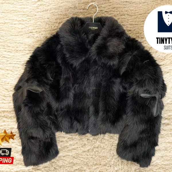 Faux Fur Crop Jacket | Women's Elegant Winter Outerwear | Cozy Chic Cardigan Coat | Perfect Apparel for Special Occasions