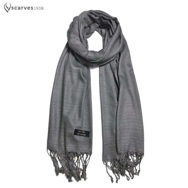 Smoke Gray Raw Thai silk Scarf Gift for her woman's scarf Soft touch Spring scarf Handmade scarf elegant man scarf Gray scarves Head Covers