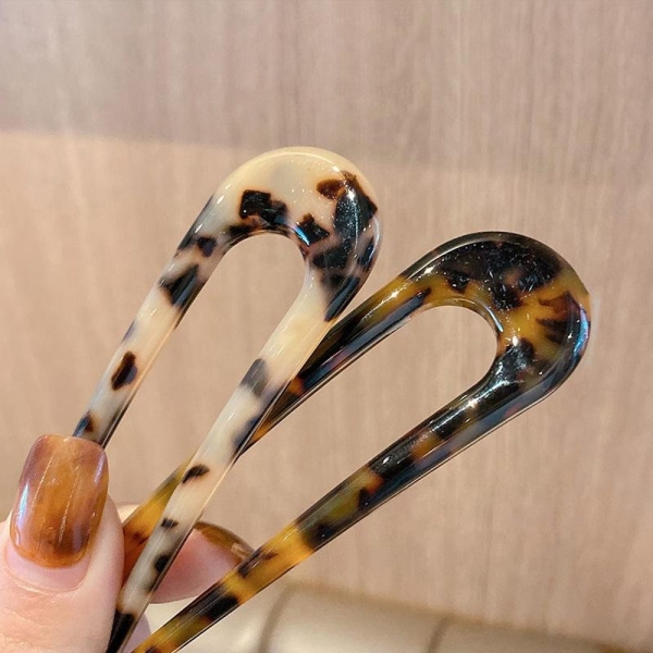 Mini 10cm U-Shaped French Inspired Hair Pin, Multi-colored Cellulose Acetate, Hair Accessories for Thick Hair, Cute Elegant Long Hair Sticks