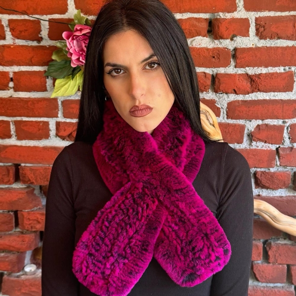 REX CHINCHILA Fur Winter Scarf | 100% Natural Neck Warmer Wrap | Women Scarf Collar | Soft Winter Collar | Luxury Lady Fluffy Gift for Her