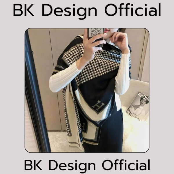 Luxury Brand H Letter Women's Scarf, Thickened Warm Winter Shawl, Versatile Cashmere Scarves, Fashionable Luxury Scarves for Cold Weather
