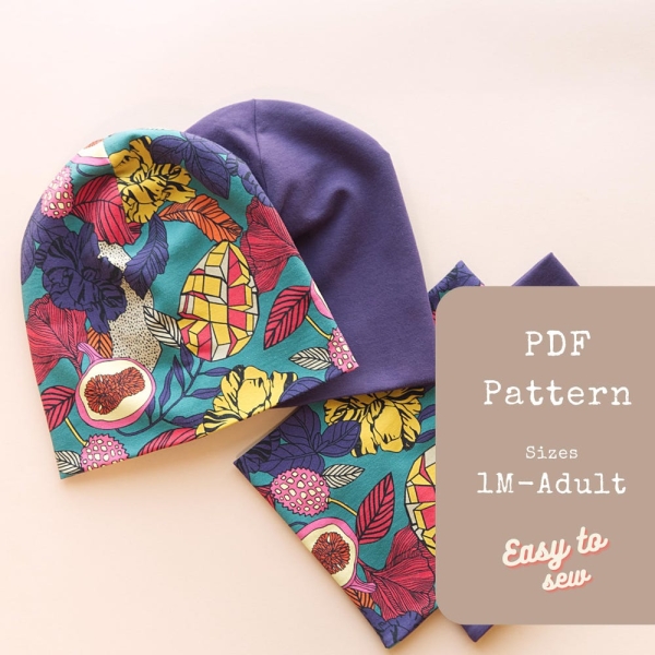 Beanie Sewing Pattern and Scarf Pattern | Beanie Hat Pattern for Women | PDF Sewing Pattern for Kids Spring Clothing | Patterns for Beginner