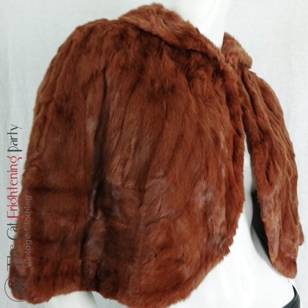 Vintage Fur Shrug, Genuine Real Fur Caplet, One Size 10/12/14, Auburn Brown Stole, 1940s 1950s Vintage Glamour, Real Fur Coats & Jackets