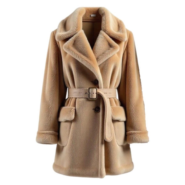 Luxury Faux Fur Belted Coat - Elegant Winter Outerwear - Cozy Casual Fluffy Jacket - Faux Fur Short Coat - Custom Made Fur Coat