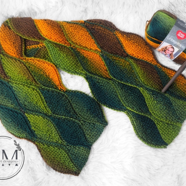 CROCHET PATTERN- LEAFY knit-look scarf,shawl,cowl,leaves,textured,ribbed,adult,teens,woman,fall,winter,tutorial