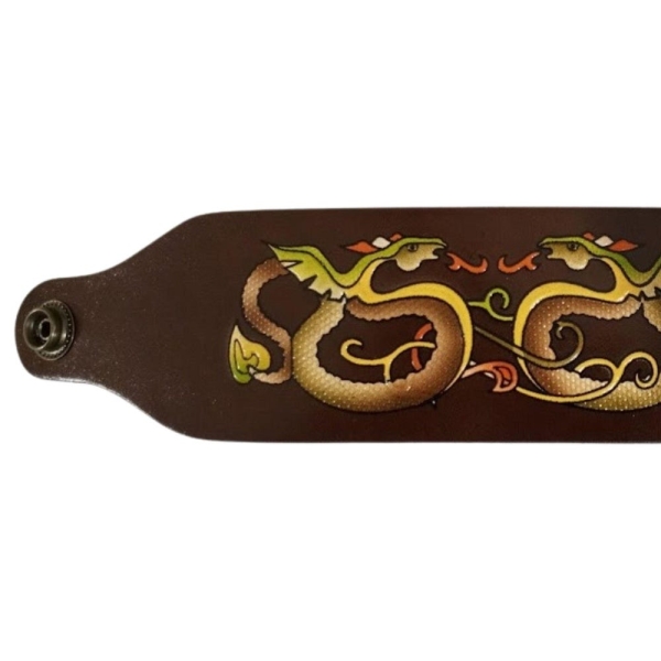 Painted Embossed Leather Cuff Bracelets – Handmade Top Grain Cowhide Birthday Gift for Men & Women- double ply