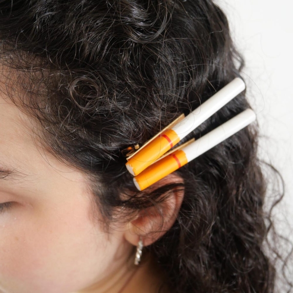 Cigarettes fun hair barrettes clip/ Weird funny Gift for her smoker/ 2 pieces