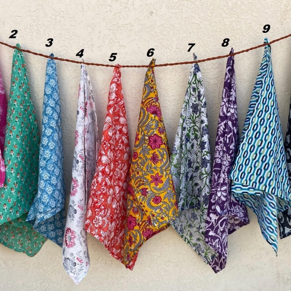 Hand Block Print Soft Cotton Bandana- Handmade Organic Bandana Bohemian Style Cotton Neck Scarf Boho Soft Cotton Bandana, Cotton Neckerchief