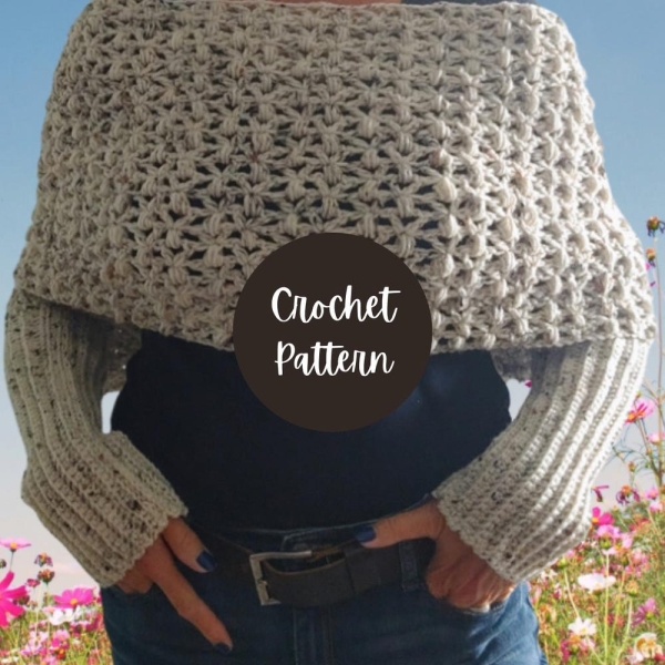 Crochet Sweater Scarf - Crochet Scarf with Sleeves - PDF Crochet Pattern -  Crochet Shawl Pattern - The Jasper Sweater Scarf (English)