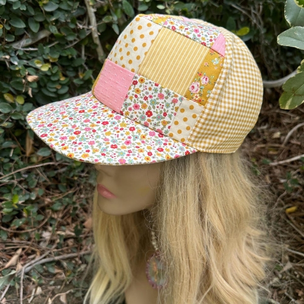 Handmade baseball hat for women, patchwork hat, quilted hat, trucker hat women, women’s hats, baseball cap, flower hat, gift for women, boho