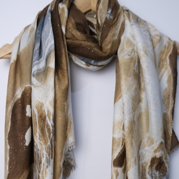Watercolour Canvas with Tree Branches Women's Elegant Cotton Scarf, Unique Soft And Comfortable Ideal for all Season and any Occasion.
